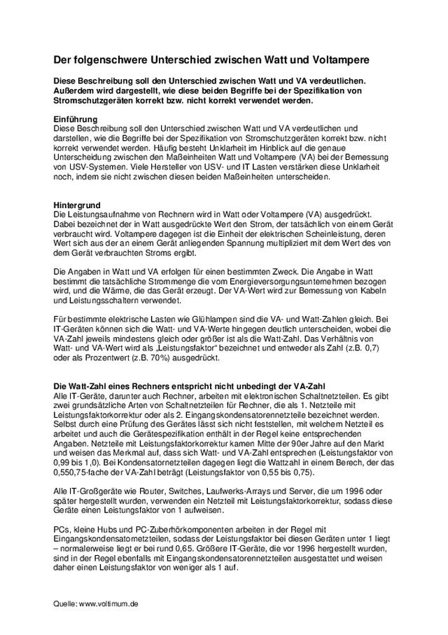 Der folgenschwere Unterschied zwischen Watt und Voltampere