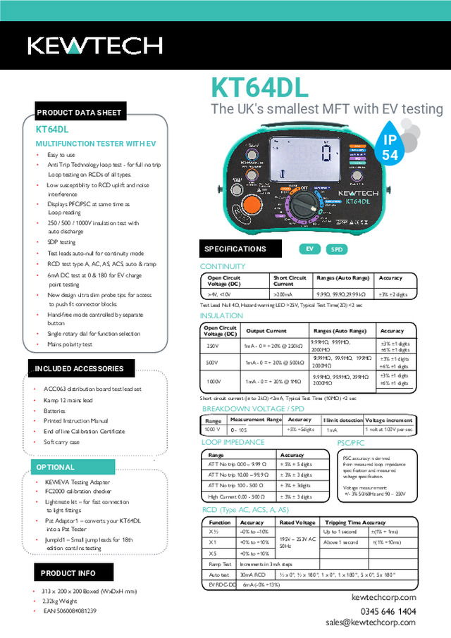 KT64DL - The UK's smallest MFT with EV testing