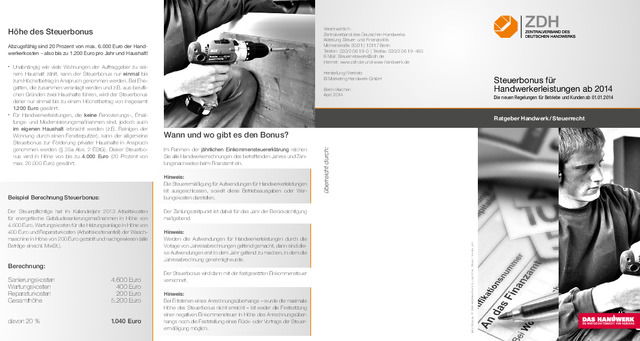 Muster-Flyer Steuerbonus