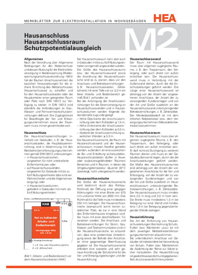 Hausanschluss, Hausanschlussraum, Schutzpotentialausgleich