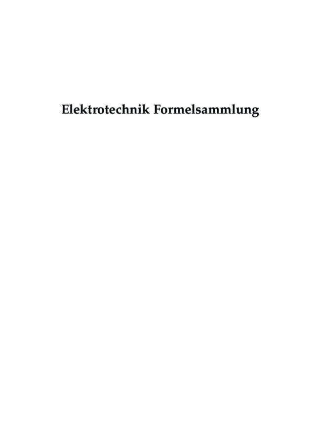 Formelsammlung Elektrotechnik