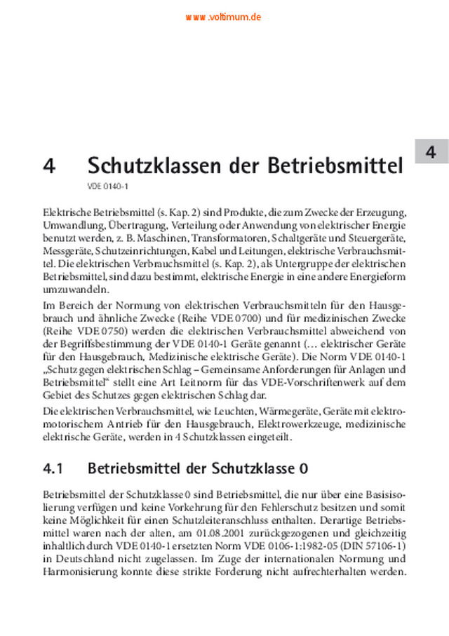 Schutzklassen der Betriebsmittel