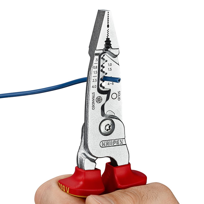 Cut, strip, twist, deburr and grip! The KNIPEX 13 76 200 ME Metric Wire Stripper