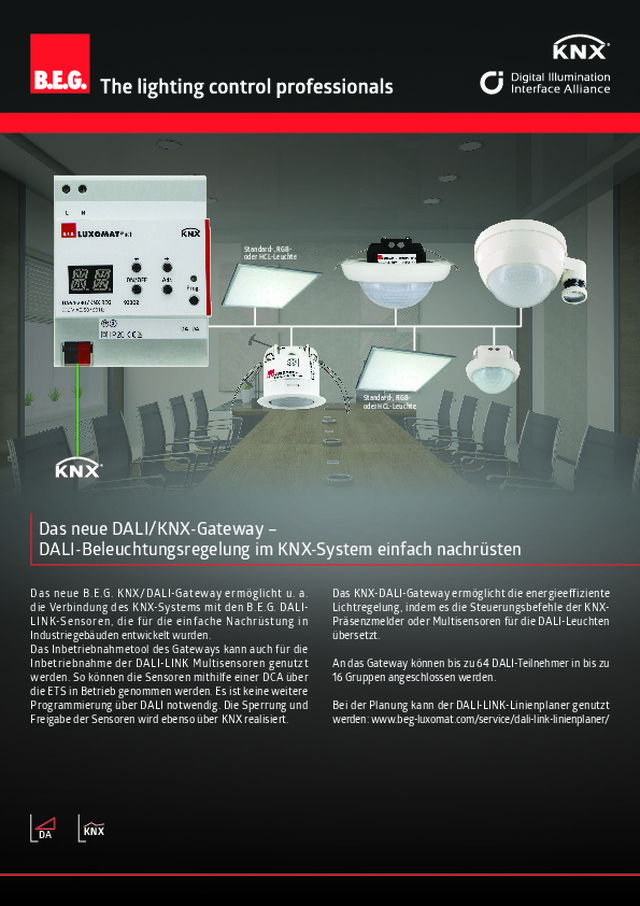 Das neue DALI/KNX-Gateway – DALI-Beleuchtungsregelung im KNX-System einfach nachrüsten