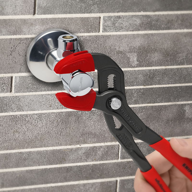 Avoid marks on chrome and delicate materials: Protective jaws for KNIPEX Cobra® Pliers