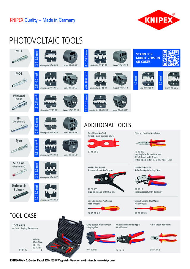 KNIPEX Photovaltaic Tools