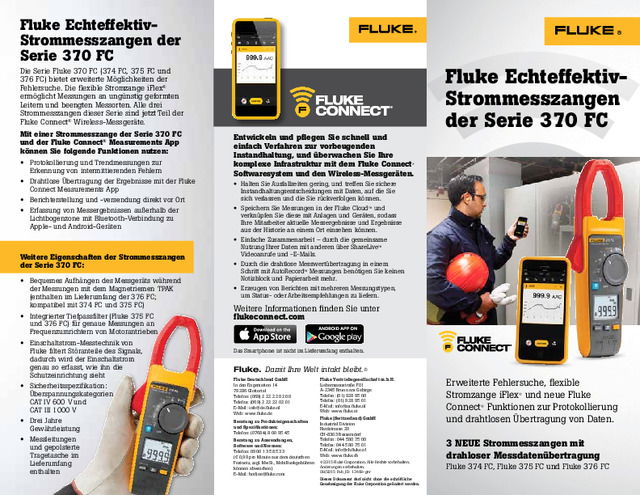 Fluke Echteffektiv- Strommesszangen der Serie 370 FC
