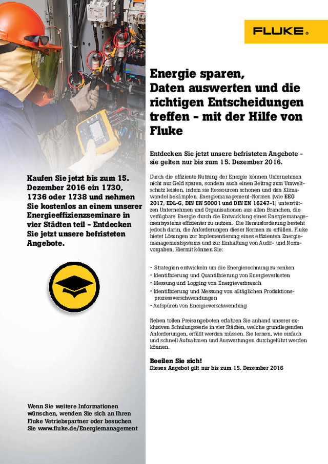 Energie sparen, Daten auswerten und die richtigen Entscheidungen treffen - mit der Hilfe von Fluke