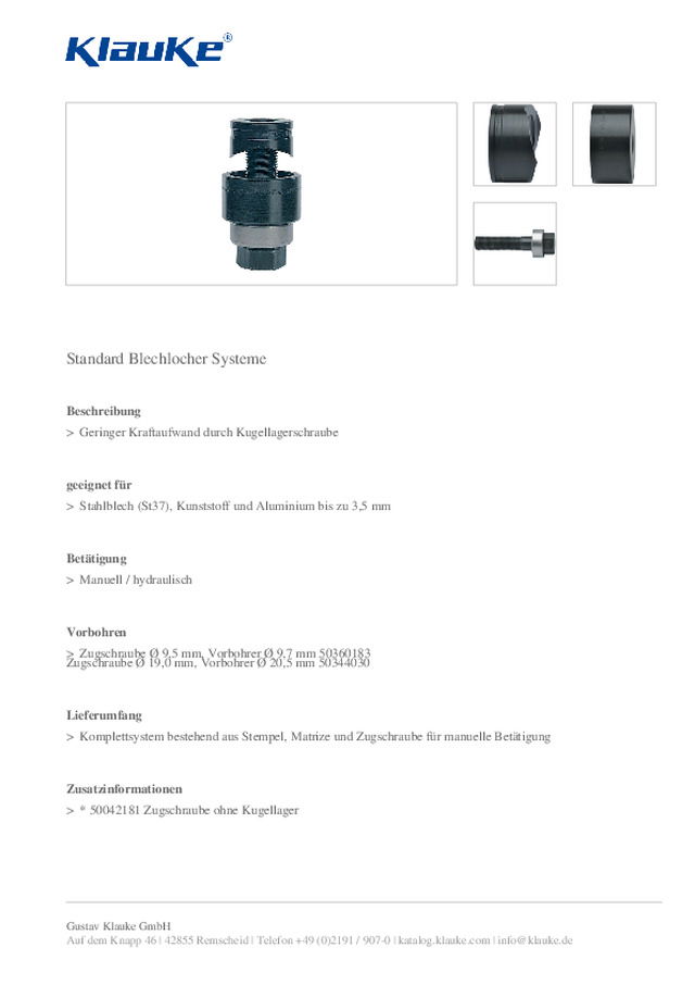 Standard Blechlocher Systeme