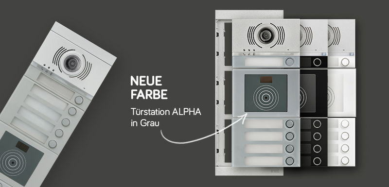Neue elegante graue Farbvariante der ALPHA Türstation jetzt bei Grothe erhältlich