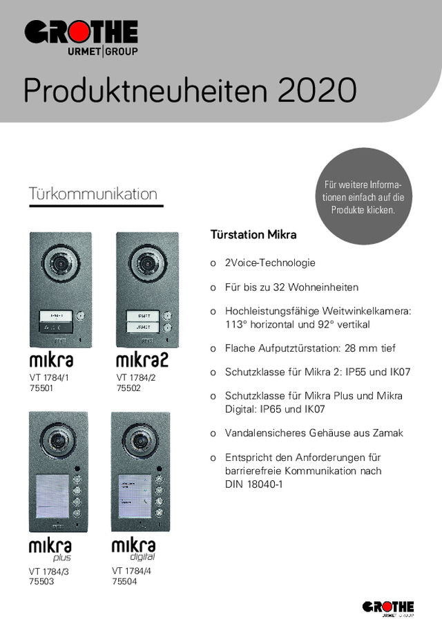 Produktneuheiten 2020 - Sprechanlagen, Gongs, Smart Home und Videoüberwachung