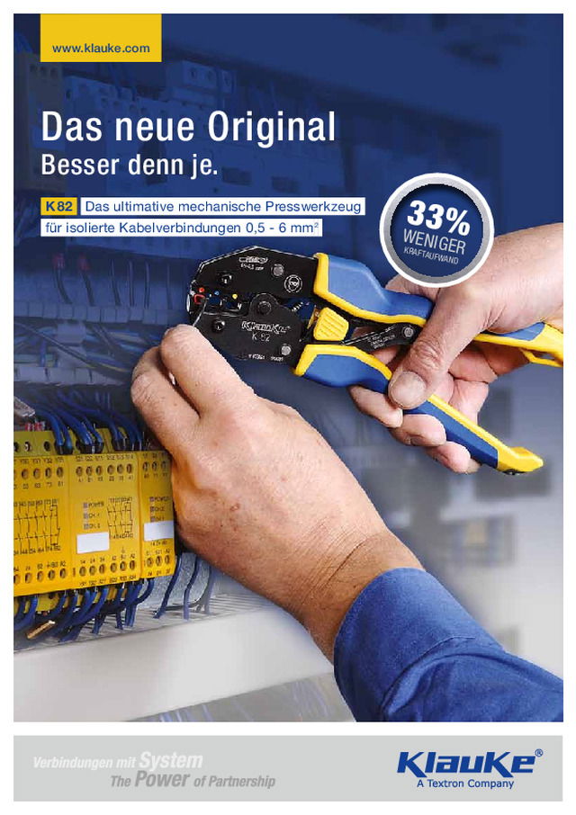 K 82 - Das ultimative mechanische Presswerkzeug für isolierte Kabelverbindungen von Klauke