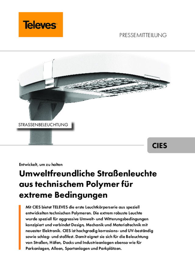 Umweltfreundliche Straßenleuchte aus technischem Polymer für extreme Bedingungen