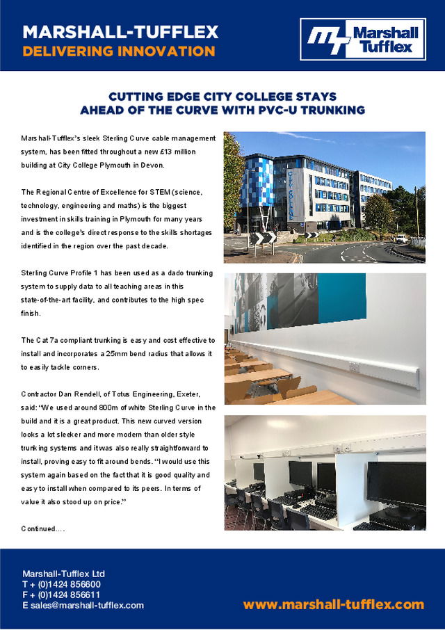 Cutting edge city college stays ahead of the curve with PVC-U Trunking