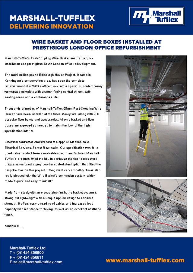 Wire Basket and floor boxes installed prestigious office refurbishment