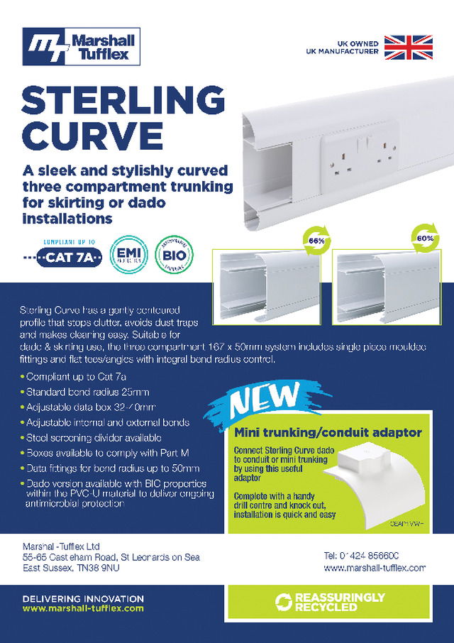 ‘NEW Sterling Curve adaptor for conduit and mini trunking.