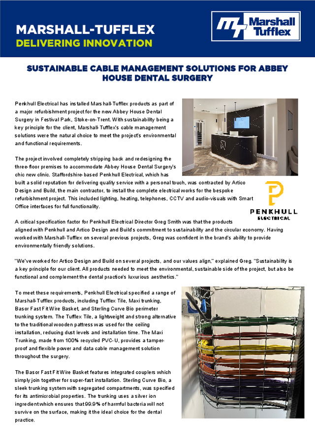 Sustainable cable management solutions for Abbey House Dental Surgery
