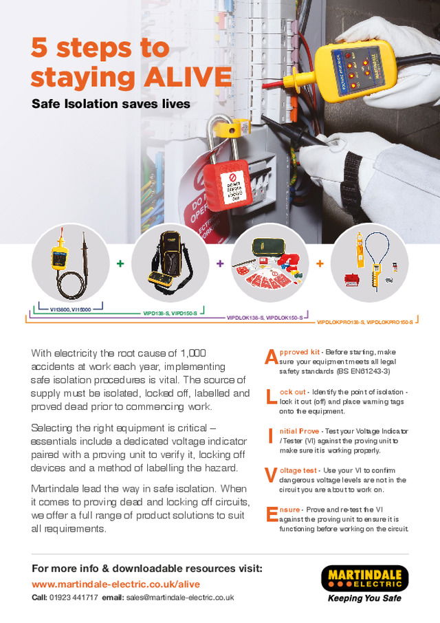 5 steps to staying ALIVE Safe Isolation saves lives