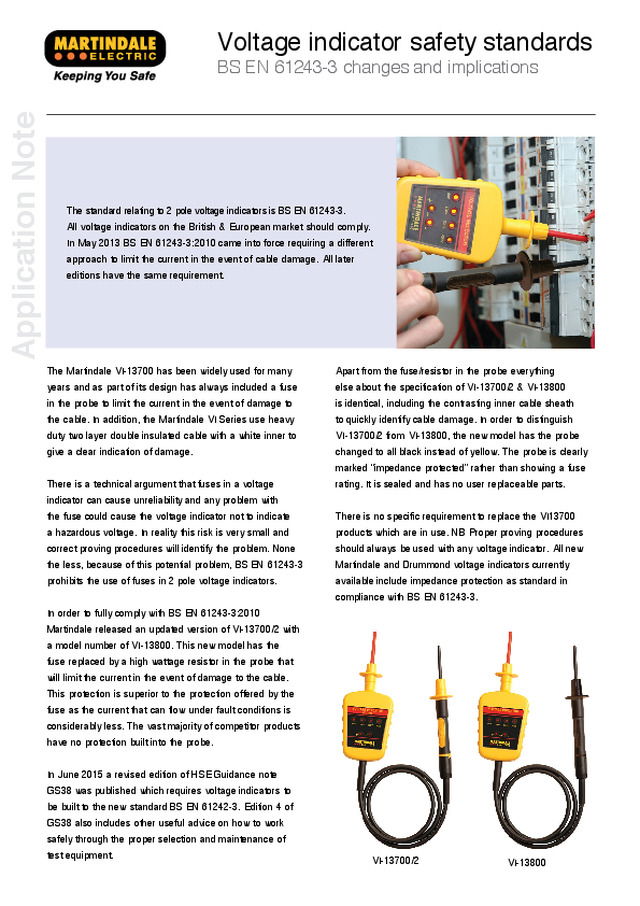 Voltage indicator safety standards