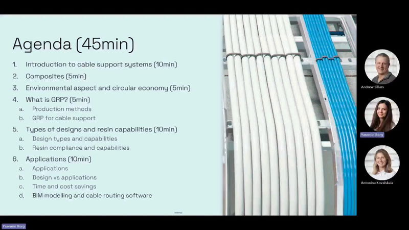 Glass Fibre Reinforced (GRP/GFRP) Cable Support Systems