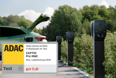 Zaptec Pro M+E überzeugt im ADAC Wallbox‑Test für Dienstwagen