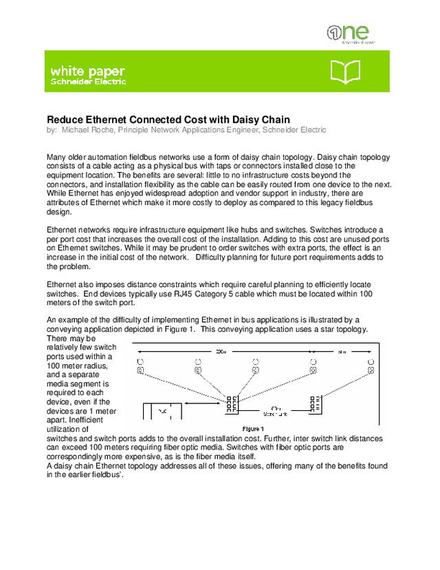Schneider Electric Reduce Ethernet Connected Cost with Daisy Chain