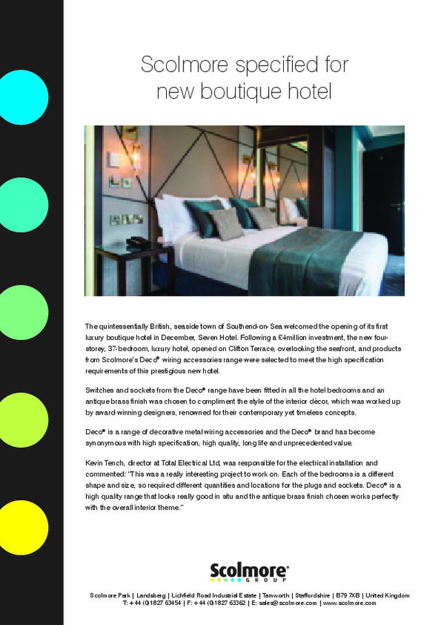 Scolmore specified for new boutique hotel