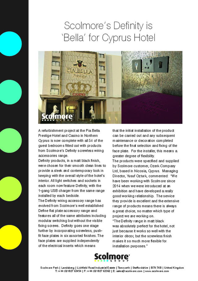 Scolmore’s Definity is ‘Bella’ for Cyprus Hotel