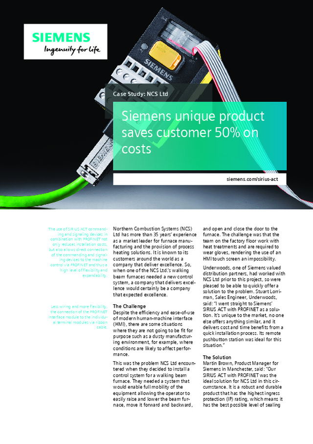 NCS Ltd_SIRIUS ACT Profinet Case Study