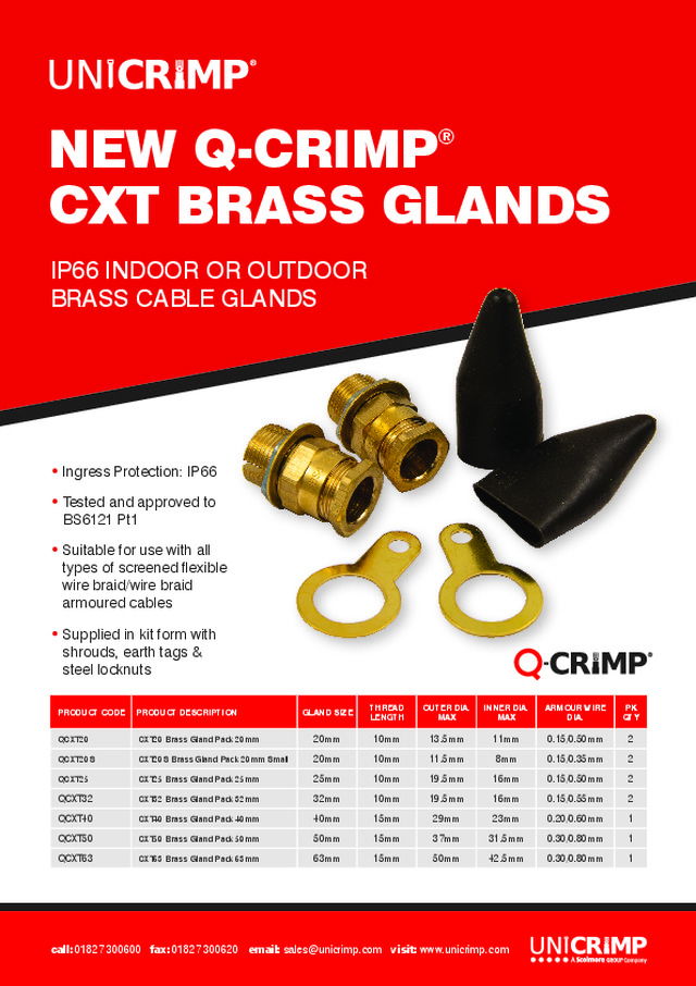 New Q-crimp® CXT Brass Glands