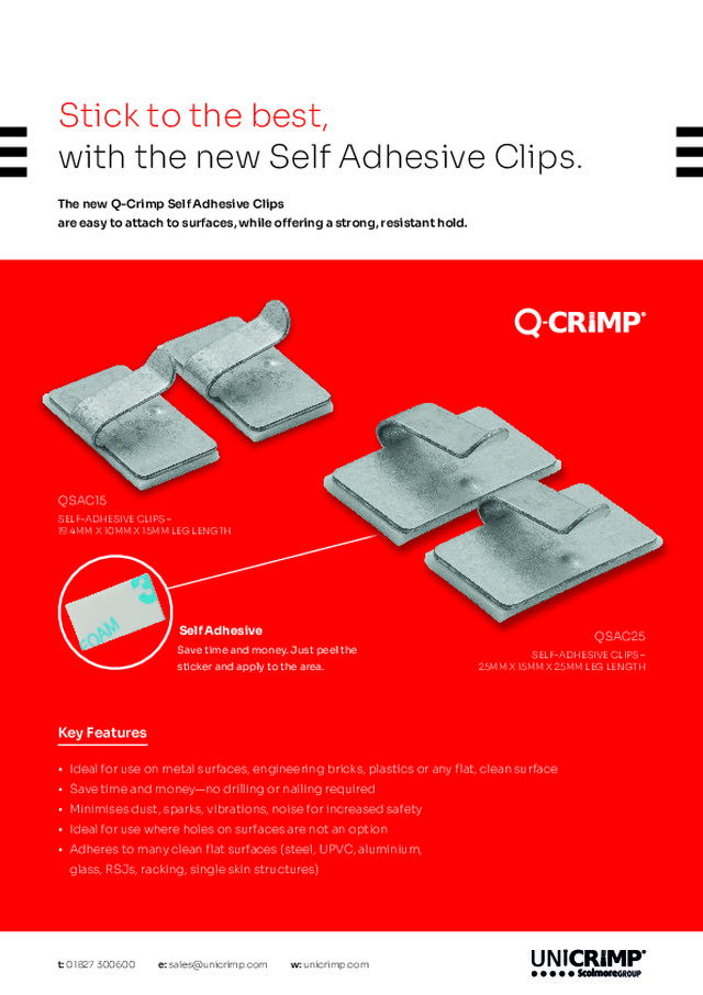 The new Q-Crimp Self Adhesive Clips