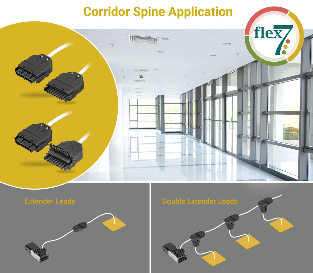 The perfect solution for lighting connection in corridors and open plan offices
