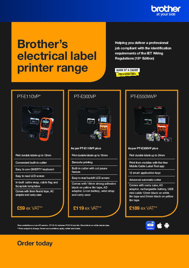 Brother’s electrical label printer range