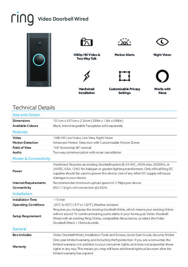 Video Doorbell Wired