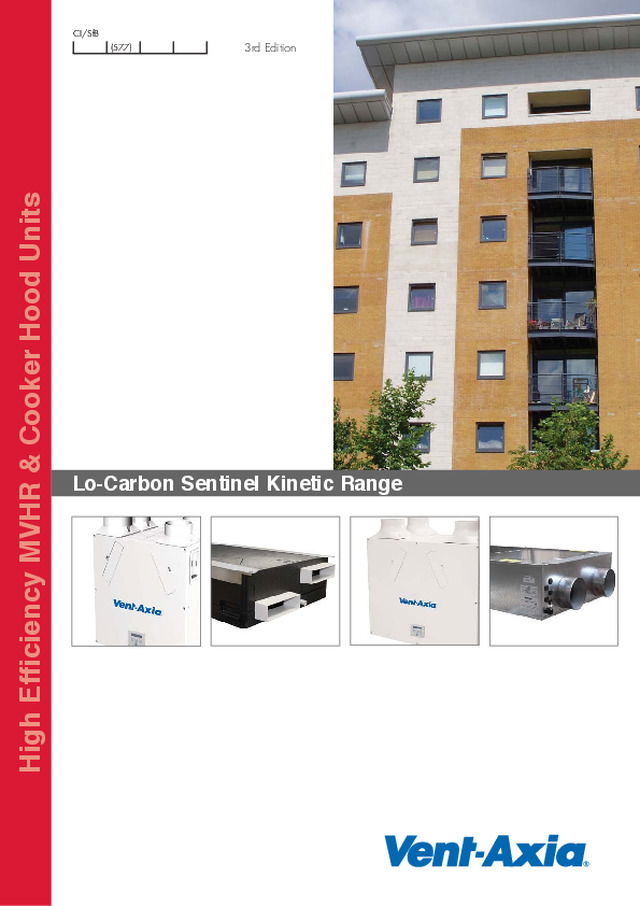 Vent-Axia - Lo-Carbon Sentinel Kinetic Range - Product Catalogue - 2016