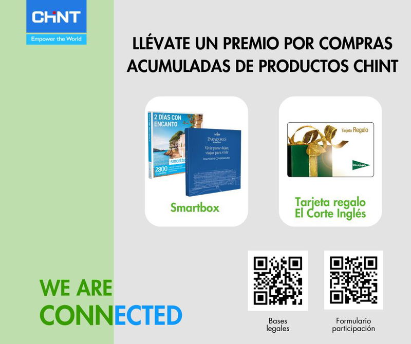 CHINT REGALA UNA NOCHE CON ENCANTO EN PARADORES Y TARJETAS REGALO DE EL CORTE INGLÉS POR LA COMPRA DE SUS  PRODUCTOS