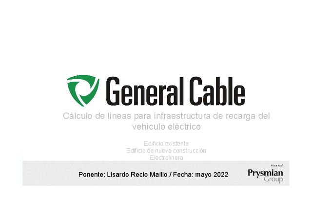 Cálculo de líneas para recarga de vehículo eléctrico