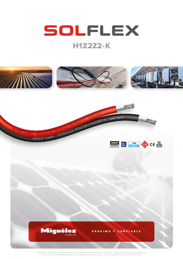 SOLFLEX H1Z2Z2-K. Cable para instalaciones solares fotovoltaicas