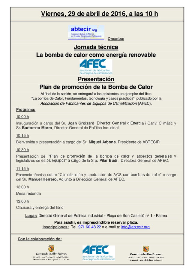 Jornada técnica: La bomba de calor como energía renovable