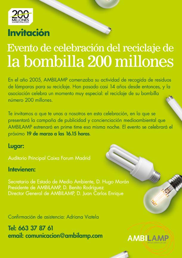 Bombilla 200 millones de AMBILAMP