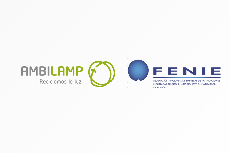 AMBILAMP y FENIE renuevan su acuerdo de colaboración para reforzar su compromiso con la sostenibilidad y el reciclaje en el ámbito de las instalaciones