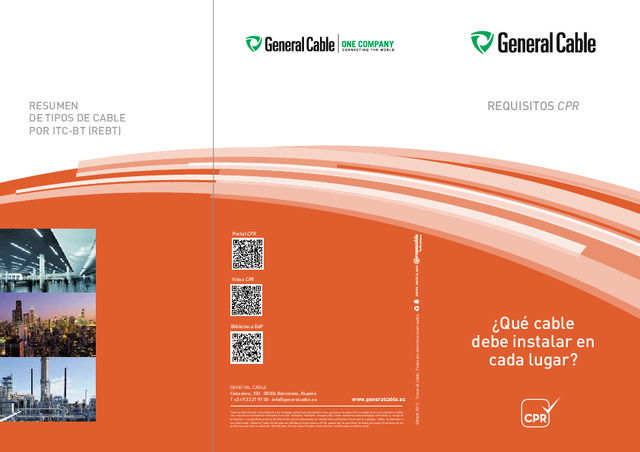 Requisitos CPR  - Resumen de tipos de cable por ITC - BT (REBT)