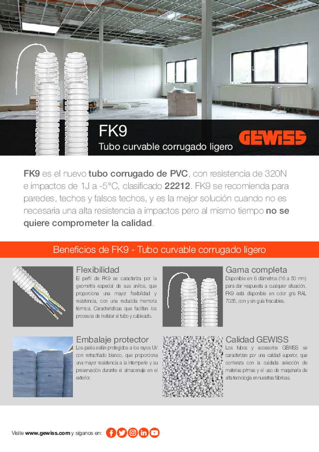 FK9 - Tubo curvable corrugado ligero