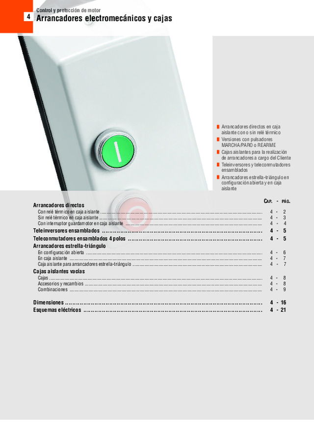Arrancadores electromecánicos y cajas