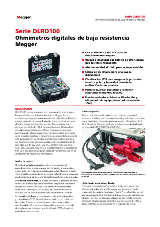 Ohmímetros digitales de baja resistencia Megger