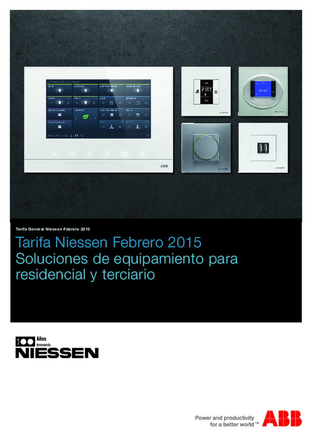 Tarifa Niessen Febrero 2015: Soluciones de equipamiento para residencial y terciario