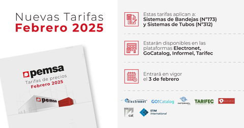 Pemsa presenta sus nuevas tarifas de Sistema de bandejas y tubos: digitalización y soluciones actualizadas
