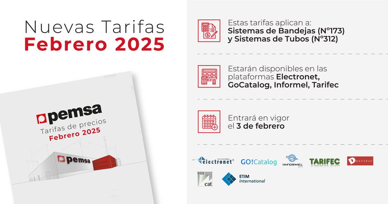 Pemsa presenta sus nuevas tarifas de Sistema de bandejas y tubos: digitalización y soluciones actualizadas