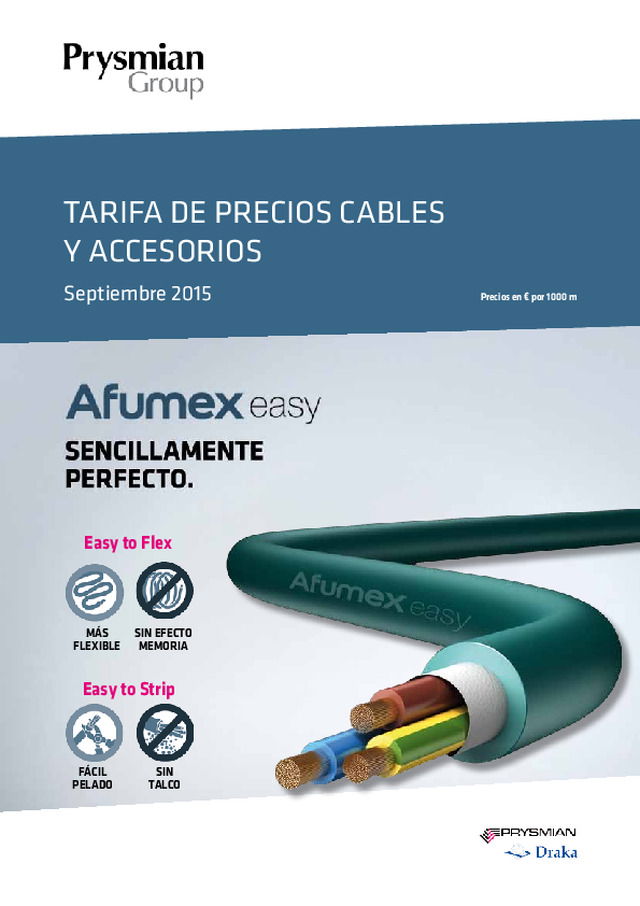 TARIFA DE PRECIOS CABLES Y ACCESORIOS