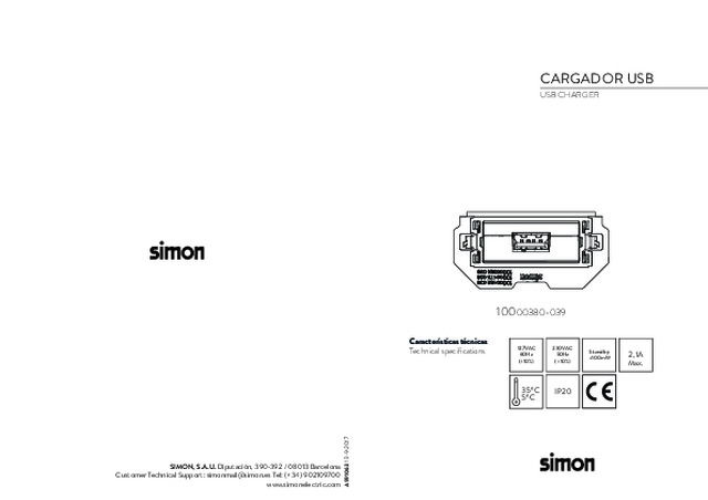 CARGADOR USB USB CHARGER - Simon